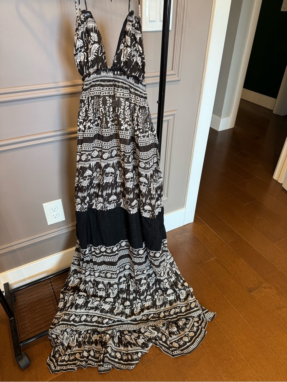 Free People Black and White Printed Maxi Dress